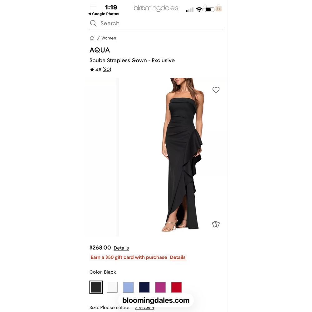 Aqua Women's Scuba Strapless Gown Dress Lined Bandeau Neck Black Size 6 NWT - Picture 5 of 12